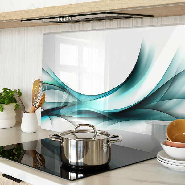 Tagliere in vetro temperato con motivo a onde nei toni del blu