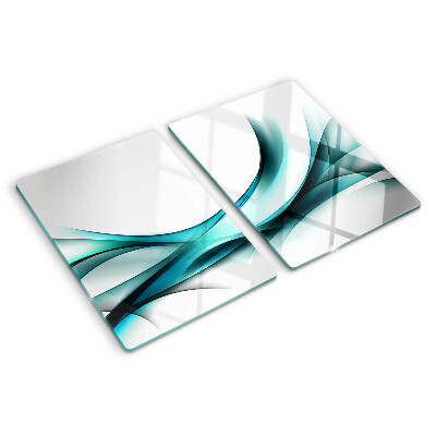 Tagliere in vetro temperato con motivo a onde nei toni del blu