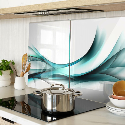 Tagliere in vetro temperato con motivo a onde nei toni del blu