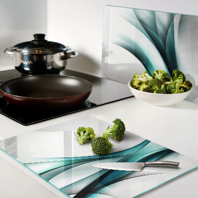 Tagliere in vetro temperato con motivo a onde nei toni del blu