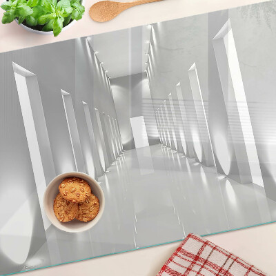 Tagliere in vetro con motivo a labirinto di luce astratto