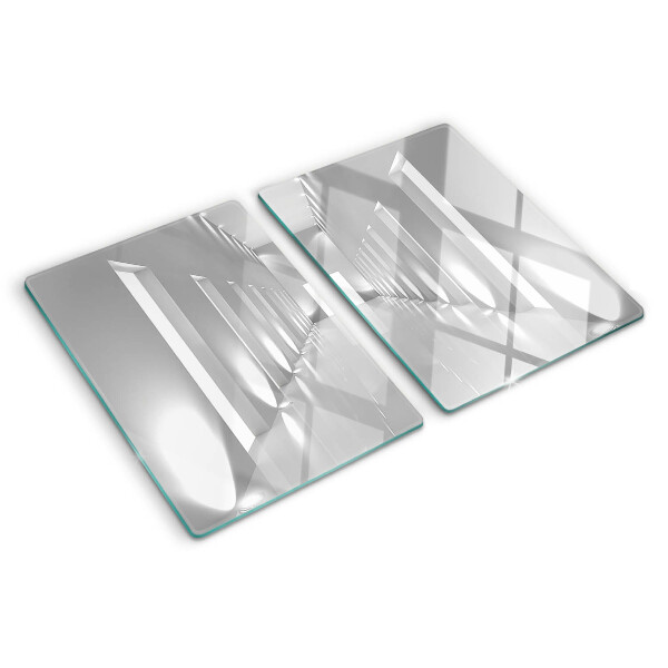 Tagliere in vetro con motivo a labirinto di luce astratto