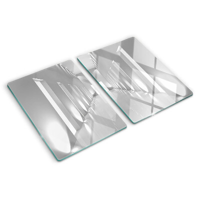 Tagliere in vetro con motivo a labirinto di luce astratto