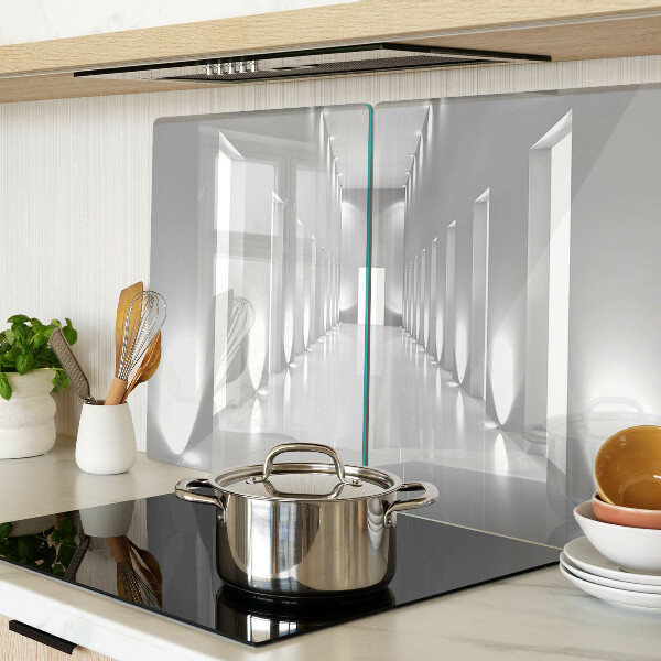 Tagliere in vetro con motivo a labirinto di luce astratto