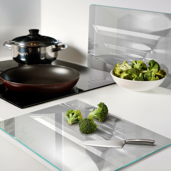 Tagliere in vetro con motivo a labirinto di luce astratto