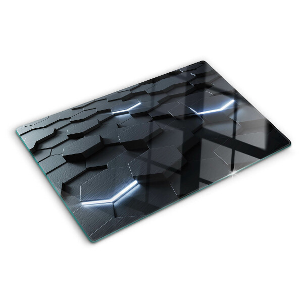 Tagliere in vetro temperato con motivo esagonale a effetto 3D