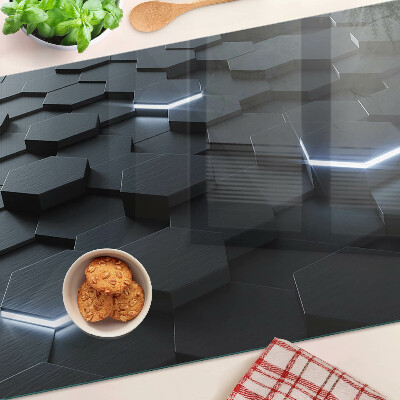 Tagliere in vetro temperato con motivo esagonale a effetto 3D