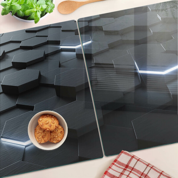 Tagliere in vetro temperato con motivo esagonale a effetto 3D