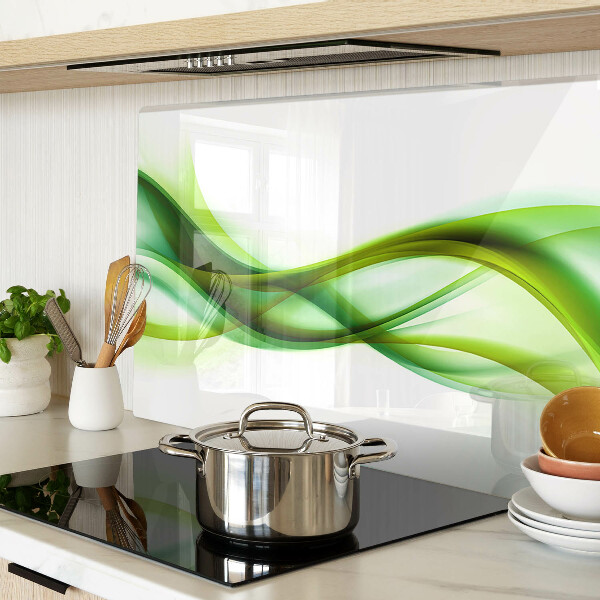 Tagliere in vetro con motivo a onde nei toni del verde