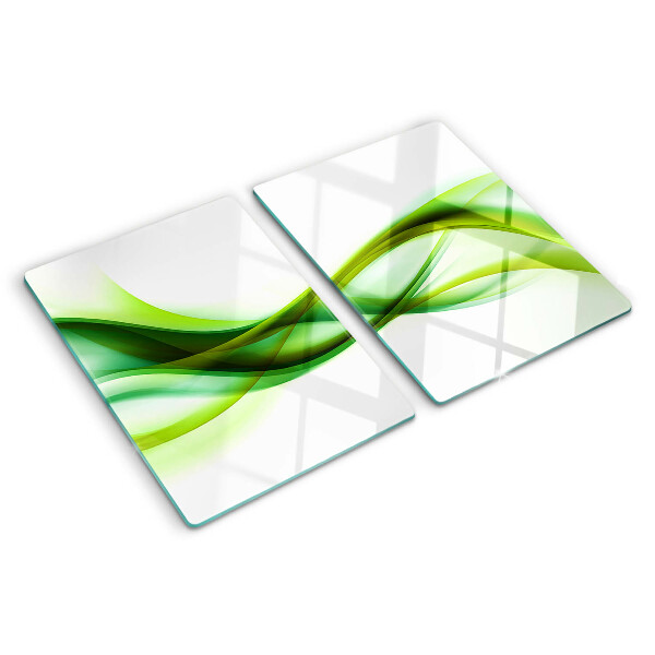 Tagliere in vetro con motivo a onde nei toni del verde