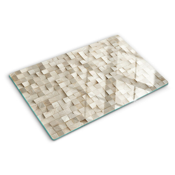 Tagliere in vetro temperato con motivo a mosaico in toni neutri