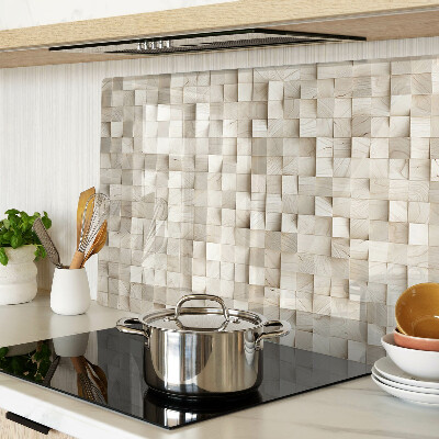 Tagliere in vetro temperato con motivo a mosaico in toni neutri