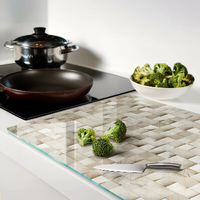 Tagliere in vetro temperato con motivo a mosaico in toni neutri