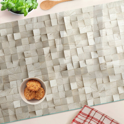 Tagliere in vetro temperato con motivo a mosaico in toni neutri