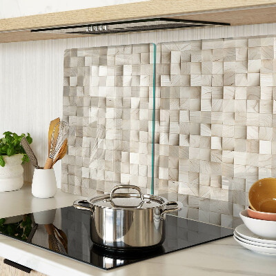 Tagliere in vetro temperato con motivo a mosaico in toni neutri