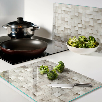 Tagliere in vetro temperato con motivo a mosaico in toni neutri