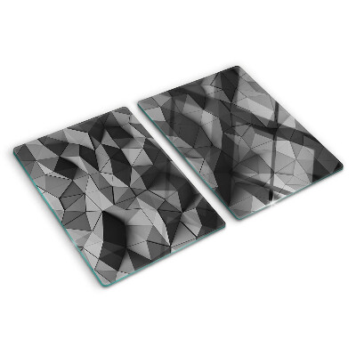 Tagliere in vetro con motivo geometrico astratto nei toni del grigio