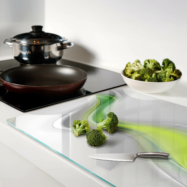 Tagliere in vetro temperato con motivo a onde nei toni del verde