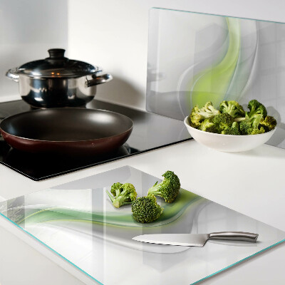 Tagliere in vetro temperato con motivo a onde nei toni del verde