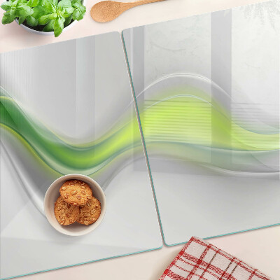 Tagliere in vetro temperato con motivo a onde nei toni del verde