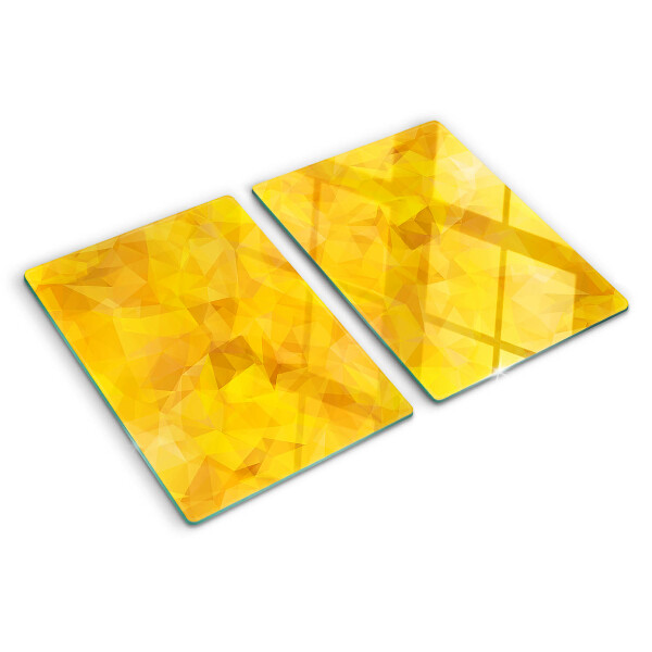 Tagliere in vetro con motivo a mosaico geometrico in tonalità gialle