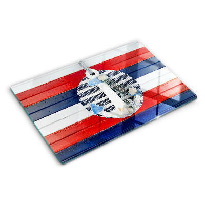 Tagliere in vetro temperato con motivo a strisce sullo sfondo