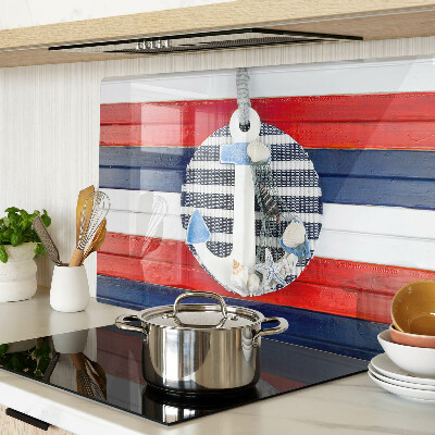 Tagliere in vetro temperato con motivo a strisce sullo sfondo