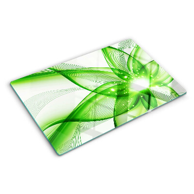 Tagliere in vetro temperato con decorazione a onde astratte verdi