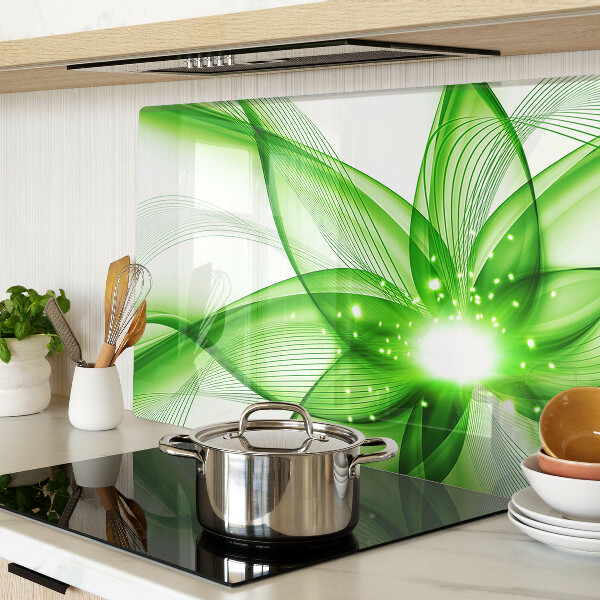 Tagliere in vetro temperato con decorazione a onde astratte verdi