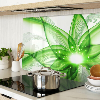 Tagliere in vetro temperato con decorazione a onde astratte verdi