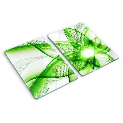 Tagliere in vetro temperato con decorazione a onde astratte verdi