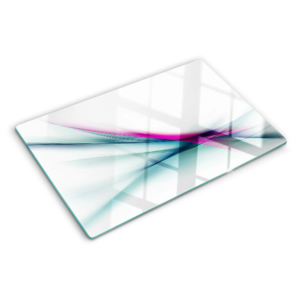 Tagliere in vetro con motivo di onde dai colori astratti