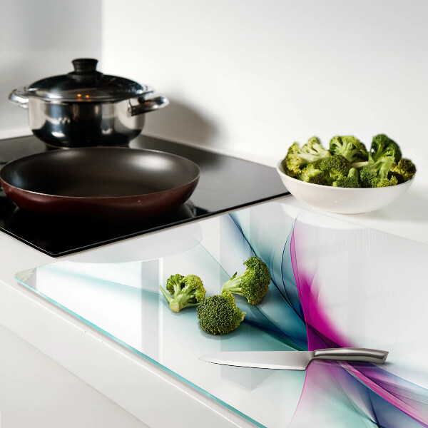 Tagliere in vetro con motivo di onde dai colori astratti