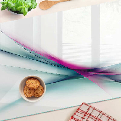 Tagliere in vetro con motivo di onde dai colori astratti