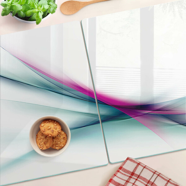 Tagliere in vetro con motivo di onde dai colori astratti