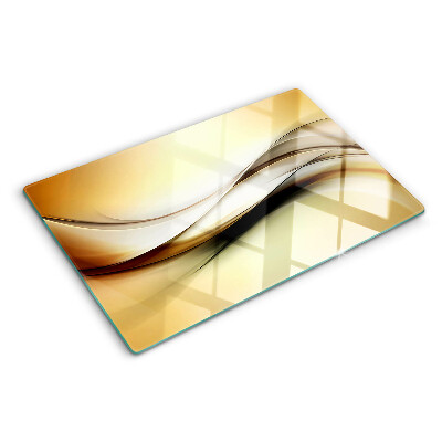 Tagliere in vetro temperato con motivo a onde astratte nei toni del beige