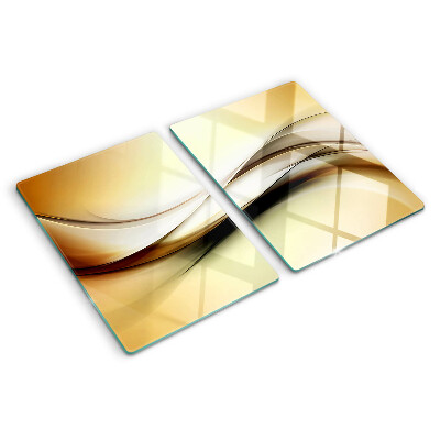 Tagliere in vetro temperato con motivo a onde astratte nei toni del beige