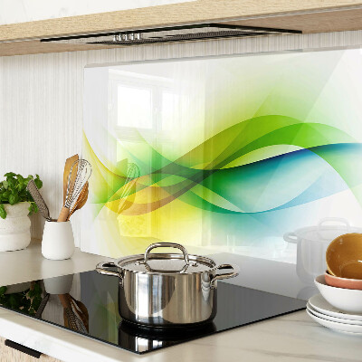 Tagliere in vetro temperato con motivo di onde dai colori astratti