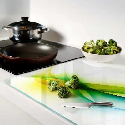 Tagliere in vetro temperato con motivo di onde dai colori astratti