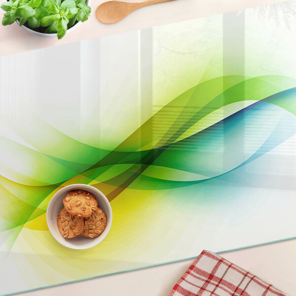 Tagliere in vetro temperato con motivo di onde dai colori astratti