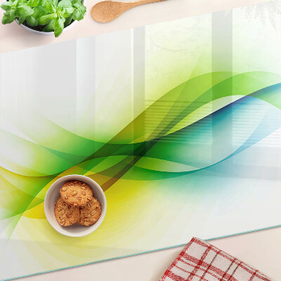 Tagliere in vetro temperato con motivo di onde dai colori astratti