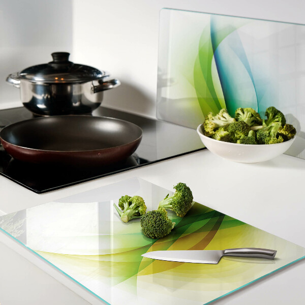 Tagliere in vetro temperato con motivo di onde dai colori astratti
