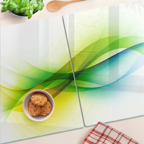 Tagliere in vetro temperato con motivo di onde dai colori astratti