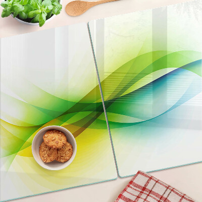 Tagliere in vetro temperato con motivo di onde dai colori astratti