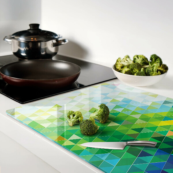 Tagliere in vetro temperato con motivo a triangoli colorati