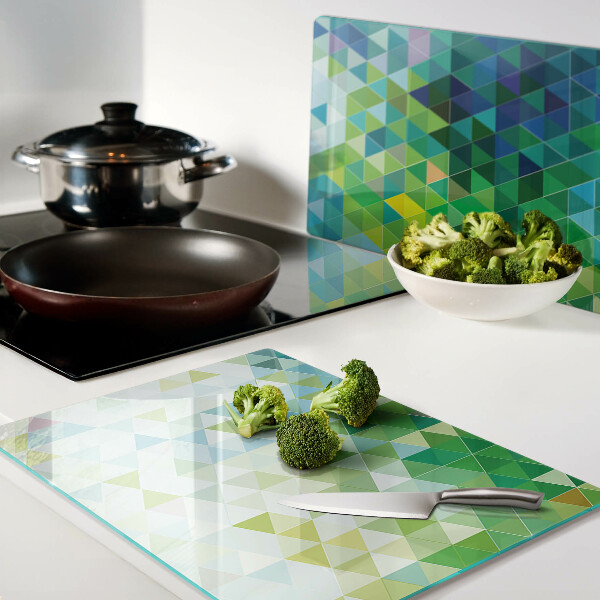 Tagliere in vetro temperato con motivo a triangoli colorati