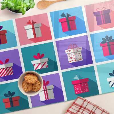 Tagliere in vetro temperato con motivi regalo in vari colori