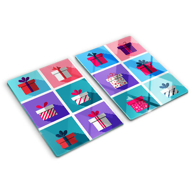 Tagliere in vetro temperato con motivi regalo in vari colori