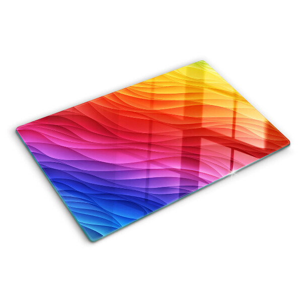 Tagliere in vetro temperato con motivo a onde colorate