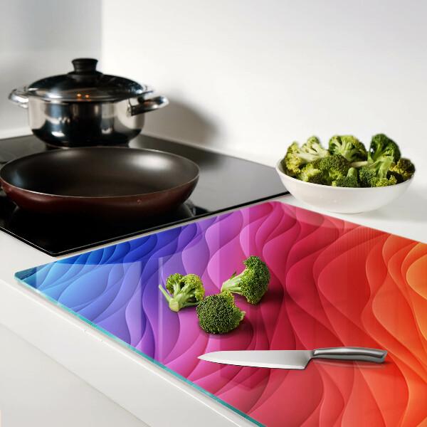 Tagliere in vetro temperato con motivo a onde colorate